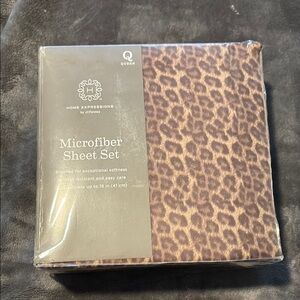 Expressions Brown Microfiber Leopard Print Sheets